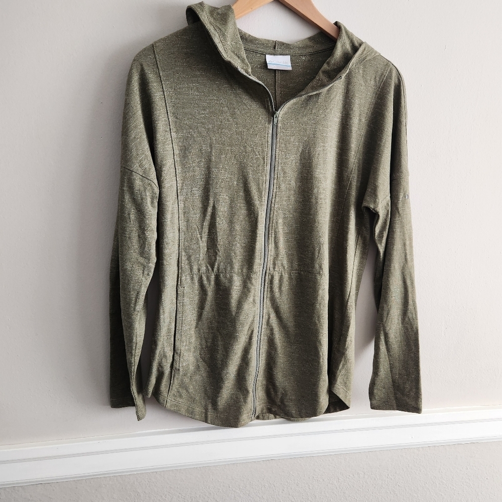 Columbia Lightweight Olive Green Zip-Up Hoodie Sz S